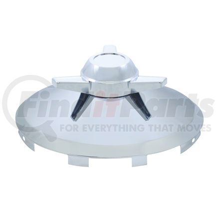 10160 by UNITED PACIFIC - Axle Hub Cap - Front, Universal, Chrome, with 3 Bar Straight Spinner, 7/16" Lip