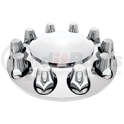 10257 by UNITED PACIFIC - Axle Hub Cover Kit - Axle Cover Set, Front, 33mm, Chrome, for International