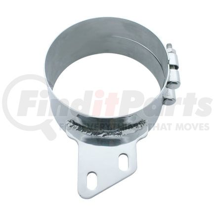 10284 by UNITED PACIFIC - Exhaust Clamp - 7", Stainless, Butt Joint, Angled Bracket