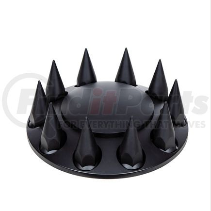 10341 by UNITED PACIFIC - Axle Hub Cover - Front, Matte Black, Dome, with 33mm Spike Thread-On Nut Cover