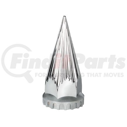 10583B by UNITED PACIFIC - Wheel Lug Nut Cover - 33mm x 4.75", Chrome, Plastic, Razor, with Flange, Thread-On