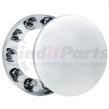 10727 by UNITED PACIFIC - Axle Hub Cover - Front, Chrome Moon, with 33mm Low Profile Nut Cover - Thread-On