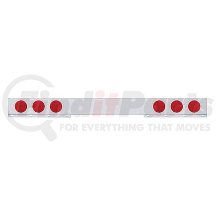 20236 by UNITED PACIFIC - Light Bar - Rear, One-Piece, Stainless Steel, Incandescent, Stop/Turn/Tail Light, Red Lens, with Stainless Steel Light Bezels