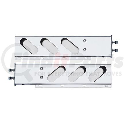 22304 by UNITED PACIFIC - Light Bar Bracket - 2.5" Bolt Pattern, Stainless Spring Loaded Light Bar, with 6 Oval Light Cut-Outs