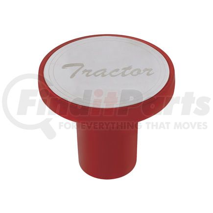 22982 by UNITED PACIFIC - Air Brake Valve Control Knob - "Tractor", Aluminum, Screw-On, with Stainless Plaque, Candy Red