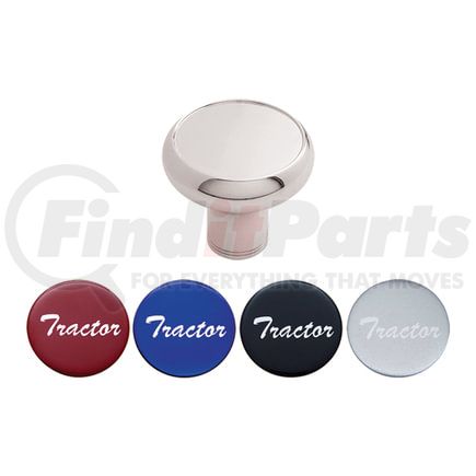 22989 by UNITED PACIFIC - Air Brake Valve Control Knob - "Tractor" Chrome, Deluxe, Aluminum Screw-On, with Multi Color Glossy Sticker