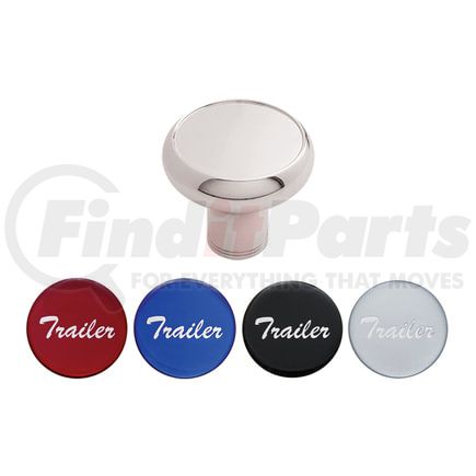 22990 by UNITED PACIFIC - Air Brake Valve Control Knob - "Trailer", Chrome, Deluxe, Aluminum Screw-On, with Multi Color Glossy Sticker