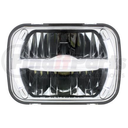 31120 by UNITED PACIFIC - Headlight - 7 High Power, LED, RH/LH, 5 x 7", Rectangle, Chrome Housing, High/Low Beam, with LED Light Bar and Reinforced Aluminum Reflector