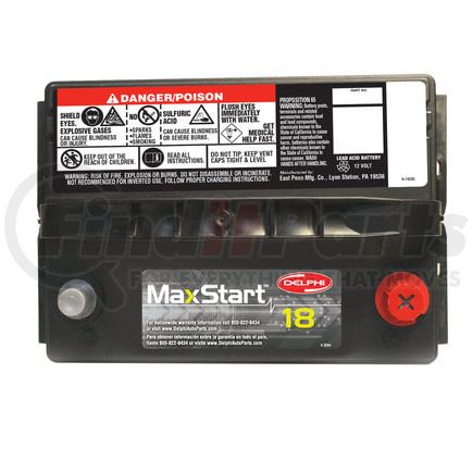 BU5035 by DELPHI - Maxstart™ 18 Vehicle Battery - Remanufactured, Top Right, 675 Cranking Amps, 90 Reserve Capacity