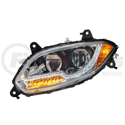 35757 by UNITED PACIFIC - Headlight Assembly - LED, LH, Chrome Housing, High/Low Beam, with Amber LED Signal Light, White LED Position Light and Amber LED Side Marker