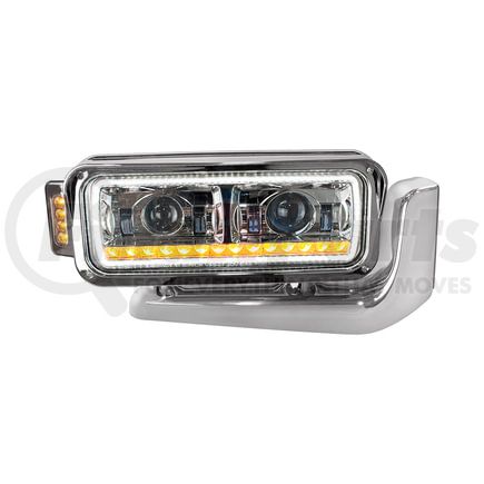 35912 by UNITED PACIFIC - Headlight - R/H, LED Projector, Chrome Inner Housing, with Turn Signal Light