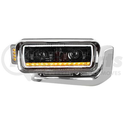 35914 by UNITED PACIFIC - Headlight - R/H, LED Projector, Black Inner Housing, with Turn Signal Light