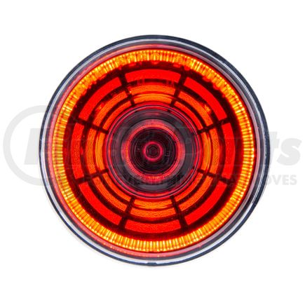 36577 by UNITED PACIFIC - Clearance/Marker Light - 4 LED, 2" Round, Abyss Lens Design, with Plastic Housing, Red LED/Clear Lens