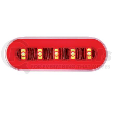 36924B by UNITED PACIFIC - Brake / Tail / Turn Signal Light - Bulk, 6" Oval GloLight With Divider Bar Inner Design, 22 LED, Red LED/Red Insert