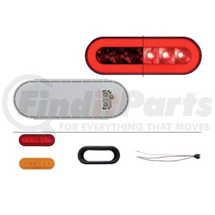 37128BRK by UNITED PACIFIC - Brake/Tail/Turn Signal Light - 22 LED 6" Oval "Glo", Kit, Red LED/Red Lens