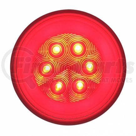 37134 by UNITED PACIFIC - Brake/Tail/Turn Signal Light - 21 LED 4" "Glo", Red LED/Clear Lens