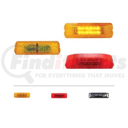 38161BAK-B by UNITED PACIFIC - Clearance/Marker Light, Amber LED/Amber Lens, Rectangle Design, 12 LED, with Grommet and Plug