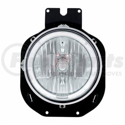 31282 by UNITED PACIFIC - Crystal Headlight - RH/LH, 7", Round, Chrome Housing, with Bracket, with White LED Halo Ring