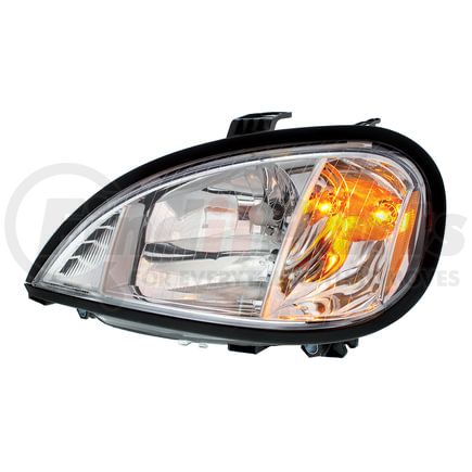 31344 by UNITED PACIFIC - Headlight Assembly - LH, Chrome Housing, High/Low Beam, 9006/9007/3157 Bulb, with Signal Light