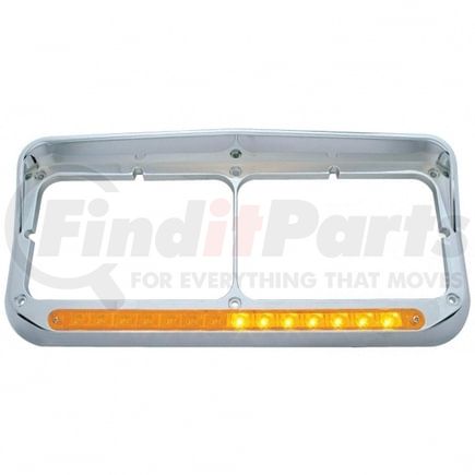 32500 by UNITED PACIFIC - Headlight Bezel - LH, Sequential, LED, Rectangular, Dual, with Visor, Amber LED/Amber Lens