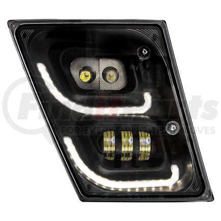 32597 by UNITED PACIFIC - Fog Light - "Blackout" High Power LED, with LED DRL & Position Light, Passenger Side, for 2003-2017 Volvo VN/VNL