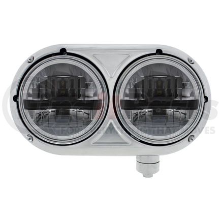 32786 by UNITED PACIFIC - Headlight Assembly - RH, LED, Polished Housing, High/Low Beam, Dual Light, with Black Cross Bar