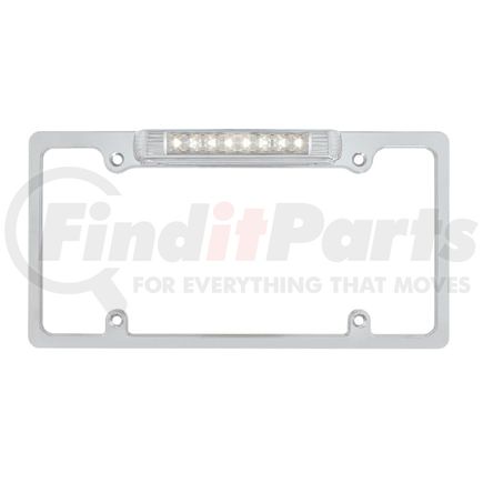 50187 by UNITED PACIFIC - License Plate Frame - Chrome, with White LED Back-Up Light, White LED/Clears Lens