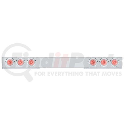 61648 by UNITED PACIFIC - Light Bar - Rear, One-Piece, Stop/Turn/Tail Light, Red LED, Clear Lens, Chrome/Steel Housing, with Chrome Bezels and Visors, 36 LED Per Light