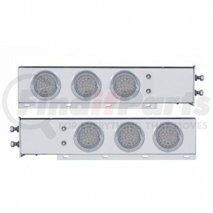 61680 by UNITED PACIFIC - Light Bar - Rear, Spring Loaded, with 2.5" Bolt Pattern, Stop/Turn/Tail Light, Red LED, Clear Lens, Chrome/Steel Housing, with Chrome Bezels and Visors, 36 LED Per Light
