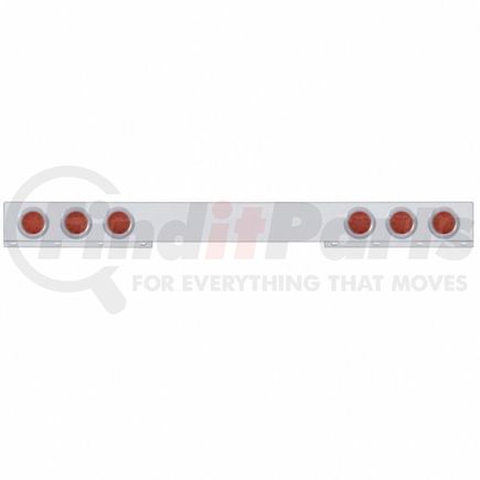 62419 by UNITED PACIFIC - Light Bar - Rear, One-Piece, Stainless Steel, Reflector/Stop/Turn/Tail Light, Red LED and Lens, with Chrome Bezels, 12 LED Per Light