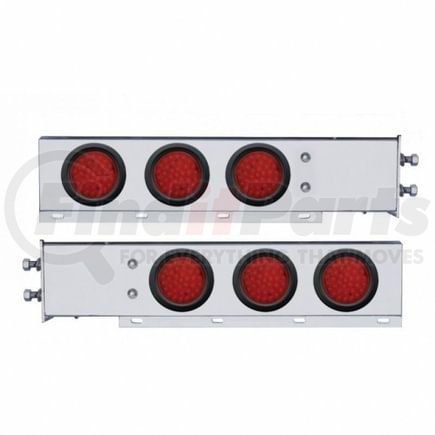 63679 by UNITED PACIFIC - Light Bar - Rear, Spring Loaded, with 2.5" Bolt Pattern, Stop/Turn/Tail Light, Red LED and Lens, Chrome/Steel Housing, with Rubber Grommets, 36 LED Per Light