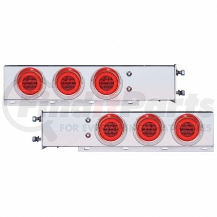 63772 by UNITED PACIFIC - Light Bar - Rear, "Glo" Light, CR Spring Loaded, with 3.75" Bolt Pattern, Stop/Turn/Tail Light, Red LED and Lens, Chrome/Steel Housing, with Chrome Bezels and Visors, 21 LED Per Light