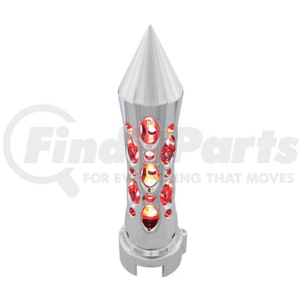 70713 by UNITED PACIFIC - Manual Transmission Shift Knob - Gearshift Knob, Chrome, "Daytona" 13/15/18 Speed Spike, with High Power LED, Red