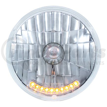 S2010LED by UNITED PACIFIC - Headlight - RH/LH, 7", Round, Chrome Housing, High/Low Beam, HB2/9003 Bulb, with 10 Amber LED Position Light