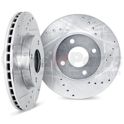 7002-01004 by DYNAMIC FRICTION COMPANY - Brake Rotors - Drilled & Slotted - Silver