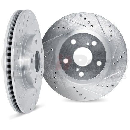 7002-01009 by DYNAMIC FRICTION COMPANY - Brake Rotors - Drilled & Slotted - Silver