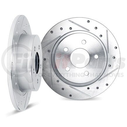 7002-03061 by DYNAMIC FRICTION COMPANY - Brake Rotors - Drilled & Slotted - Silver