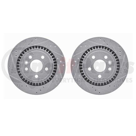7002-27043 by DYNAMIC FRICTION COMPANY - Brake Rotors - Drilled & Slotted - Silver