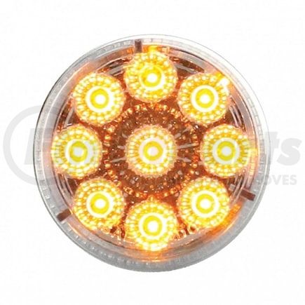 38851 by UNITED PACIFIC - Clearance Light - 2" Round Reflector Light, 9 LED, Amber LED/Clear Lens