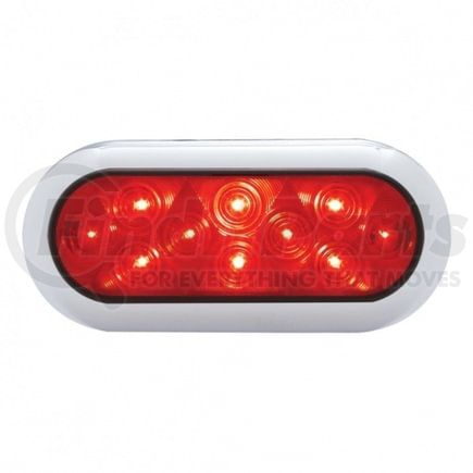 38900 by UNITED PACIFIC - Brake / Tail / Turn Signal Light - 6" Oval Flange Mount Light With Bezel, 10 LED, Red LED/Lens