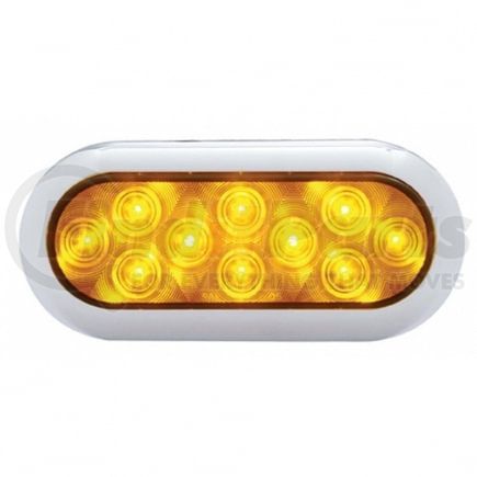 38901 by UNITED PACIFIC - Turn Signal Light - 10 LED 6" Oval Flange Mount, with Bezel, Amber LED/Amber Lens