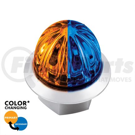 39231 by UNITED PACIFIC - Clearance Light - 3/4", 4 LED, Mini Watermelon, Amber and Blue LED, Clear Lens, Double Fury