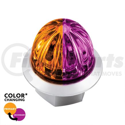 39233 by UNITED PACIFIC - Clearance Light - 3/4", 4 LED, Mini Watermelon, Amber and Purple LED, Clear Lens, Double Fury