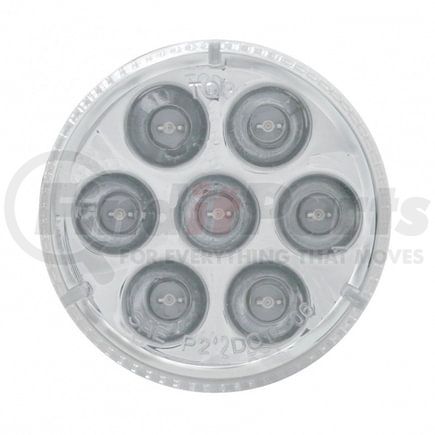 39987 by UNITED PACIFIC - Clearance/Marker Light - Red LED/Clear Lens, Round Design, 2", with Reflector, 7 LED