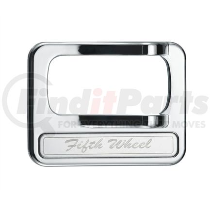 40976 by UNITED PACIFIC - Rocker Switch Cover - Fifth Wheel, Chrome, with Stainless Plaque, for Peterbilt