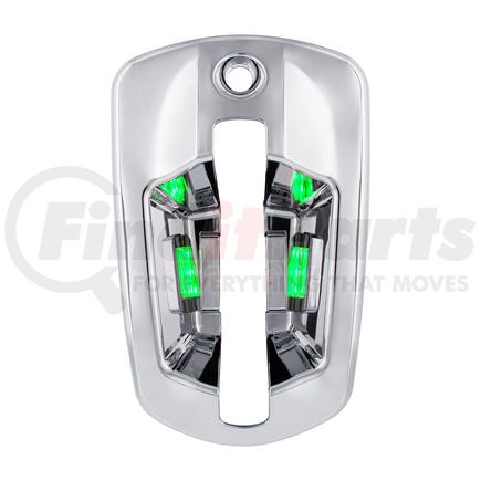 42538 by UNITED PACIFIC - Exterior Door Handle Cover - Driver Side, Chrome, with 6 LED Green Light