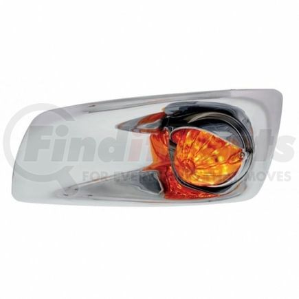 42726 by UNITED PACIFIC - Bumper Guide Light - Bumper Light Bezel, LH, with 19 Amber LED Watermelon Light & Visor, for 2007-2017 KW T660, Amber Lens