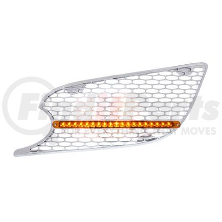 41777 by UNITED PACIFIC - Grille Air Intake- LH, Chrome, with Reflector LED Light, Amber LED/Amber Lens, for 2013+ Peterbilt 579