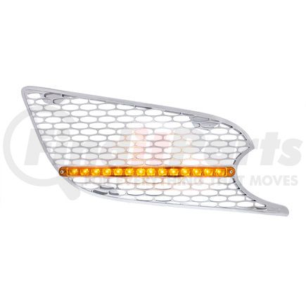 41781 by UNITED PACIFIC - Grille Air Intake - RH, Chrome, with LED Light, Amber LED/Amber Lens, for 2013+ Peterbilt 579