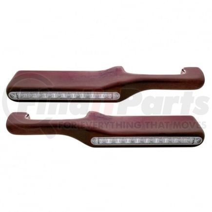 87996 by UNITED PACIFIC - Door Armrest - Wood, with LED, Red LED/Clear Lens, for Peterbilt